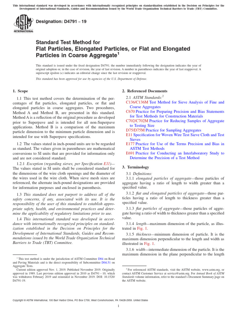 ASTM D4791: Coarse Aggregate Particle Test | PDF | Sampling (Statistics ...