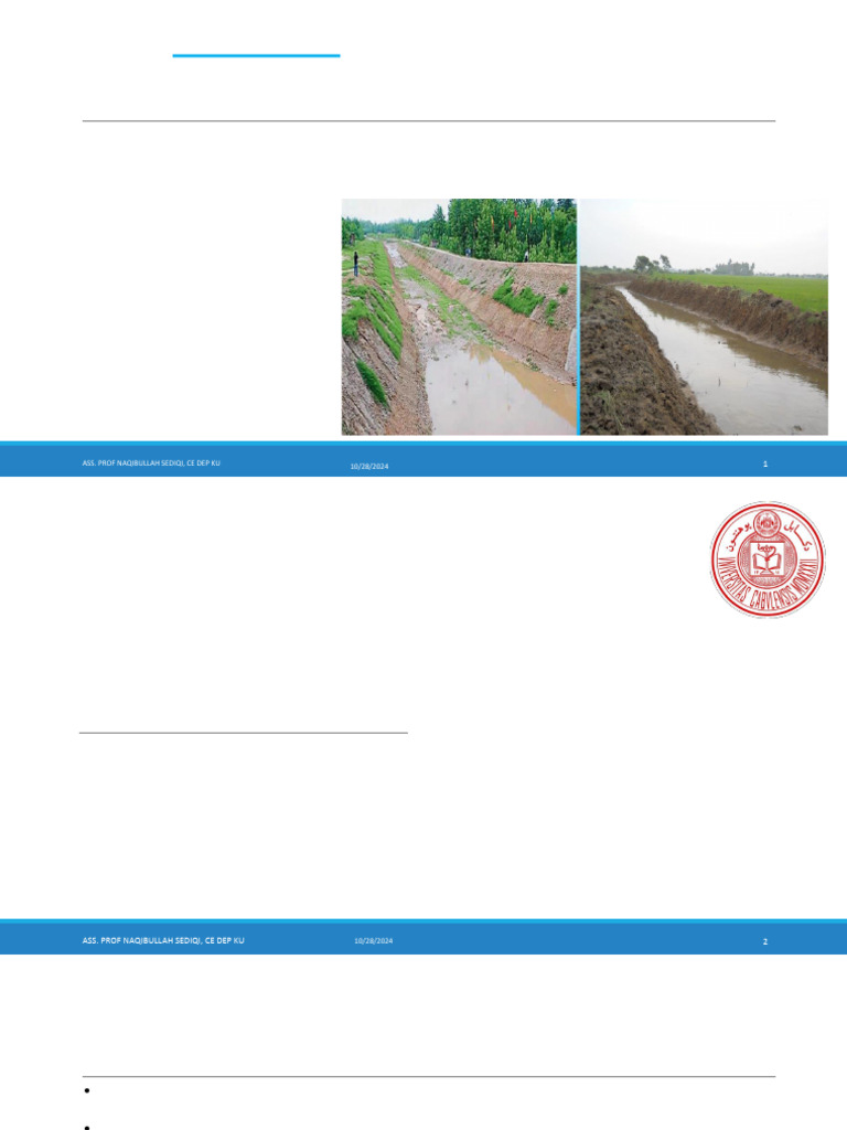 Drainage Channel Design in Irrigation | PDF | Earth Sciences | Hydrology