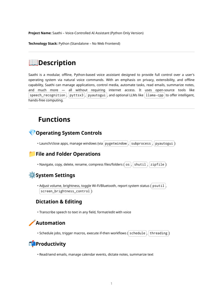 Offline Python Voice Assistant Saathi | PDF | Operating System | Speech ...