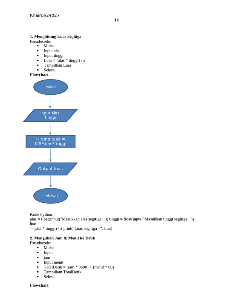 Panduan Pseudocode dan Python Dasar | PDF