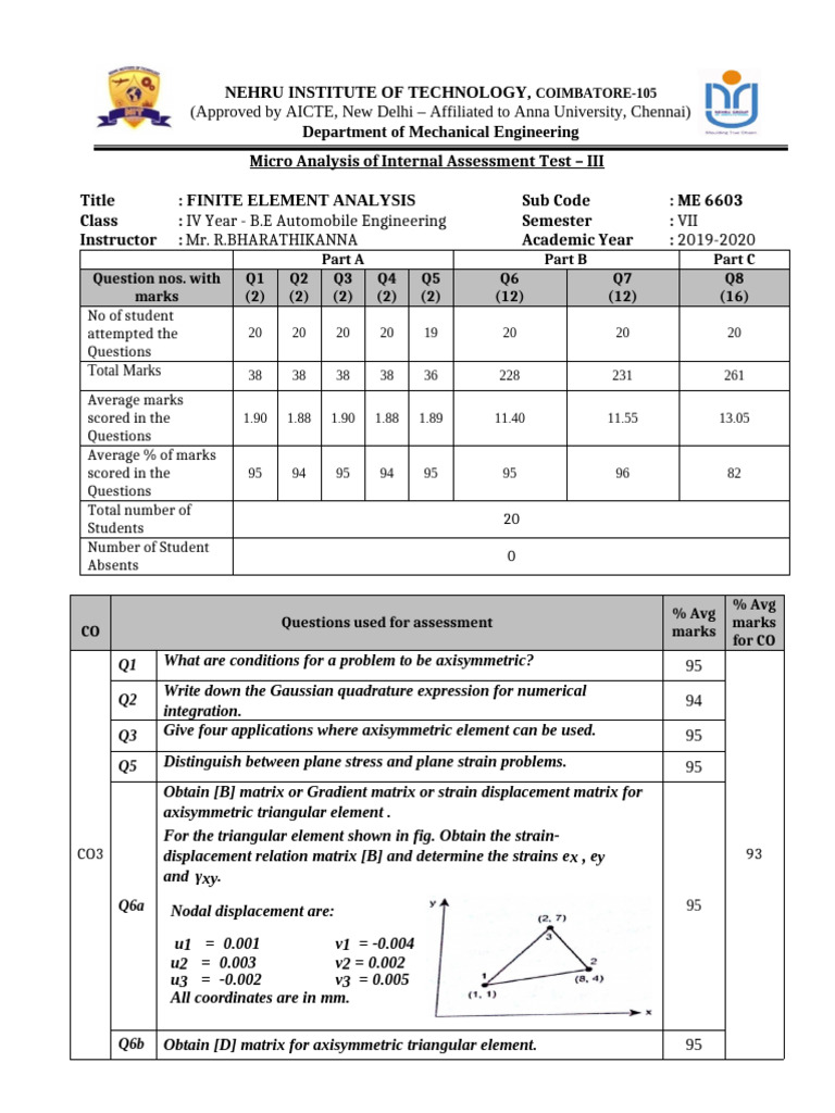 Finite Element Analysis Assessment Report | PDF | Finite Element Method ...