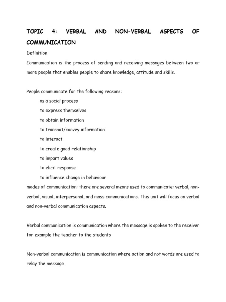 Verbal and Non-Verbal Communication Insights | PDF | Communication ...