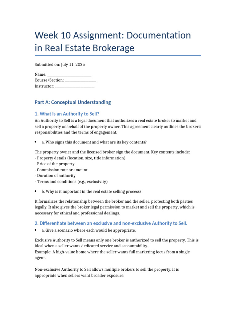 Real Estate Brokerage Documentation Guide | PDF | Private Law | Common Law