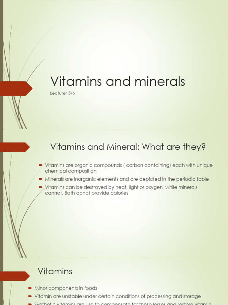 Vitamins and Minerals: Essential Nutrients Guide | PDF | Vitamin A ...