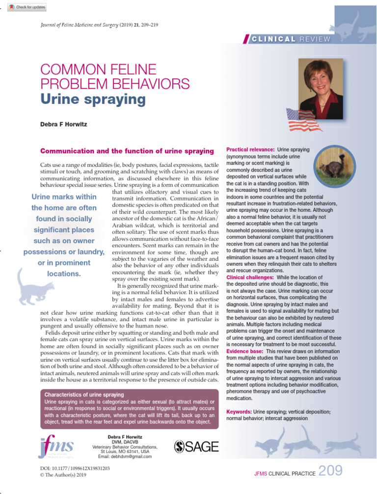 Common Feline Urine Spraying Behaviors | PDF | Cats | Neutering