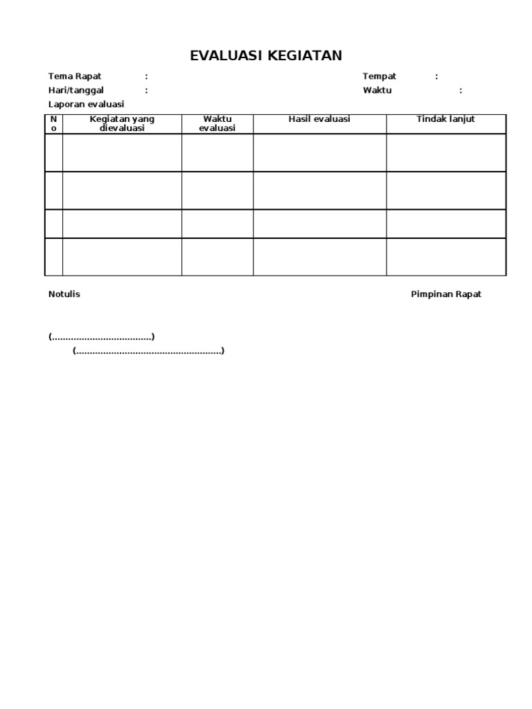 Format Evaluasi Kegiatan