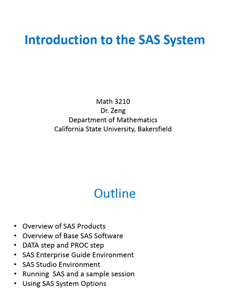 Introduction to SAS Software Basics | PDF | Sas (Software) | Software ...