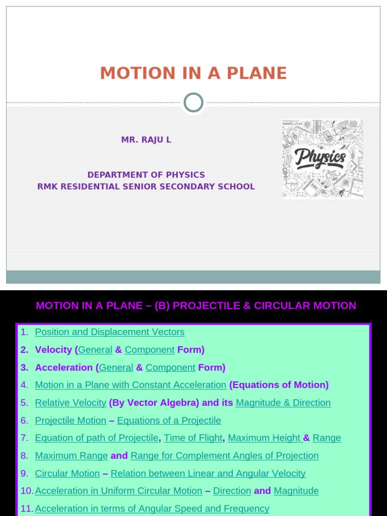 Motion in a Plane: Projectile & Circular | PDF | Acceleration | Velocity