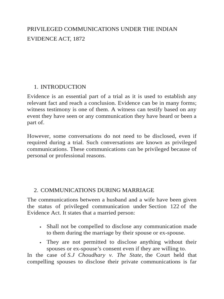 Privileged Communications in Indian Law | PDF | Lawyer | Marriage