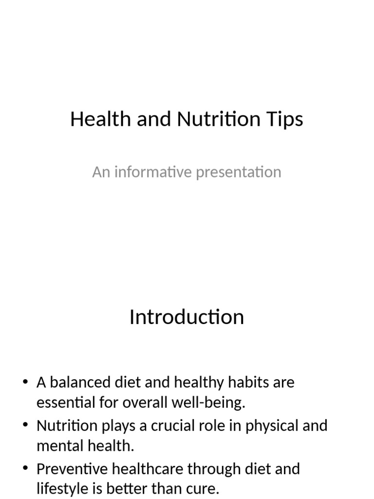 Essential Health and Nutrition Tips | PDF