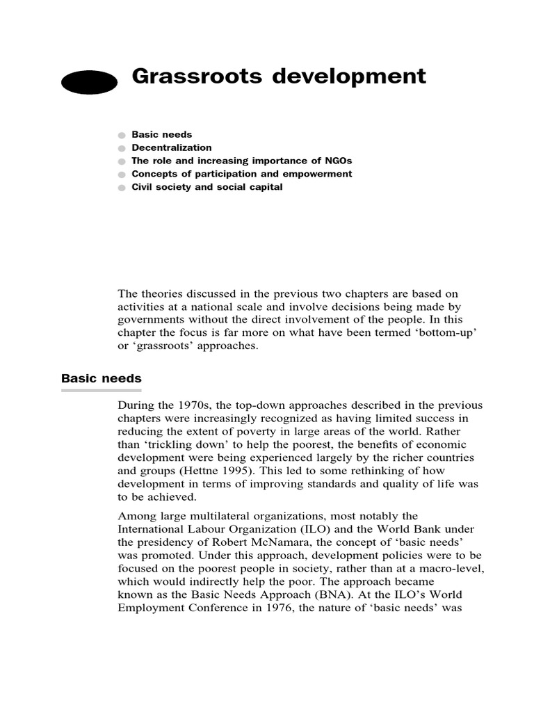 Grassroots Development and Basic Needs | PDF | Non Governmental ...