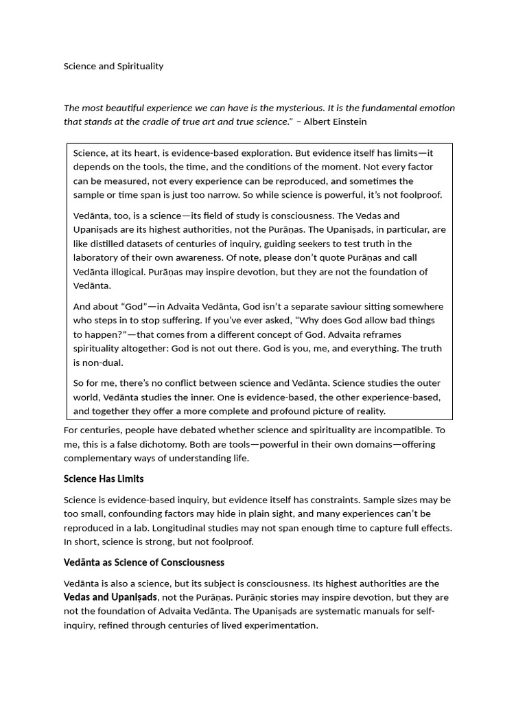 Science and Spirituality | PDF | Brahman | Moksha