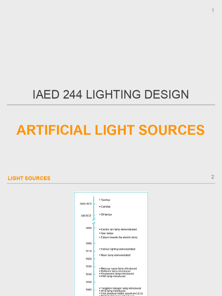 Types of Artificial Light Sources | PDF | Fluorescent Lamp | Light ...