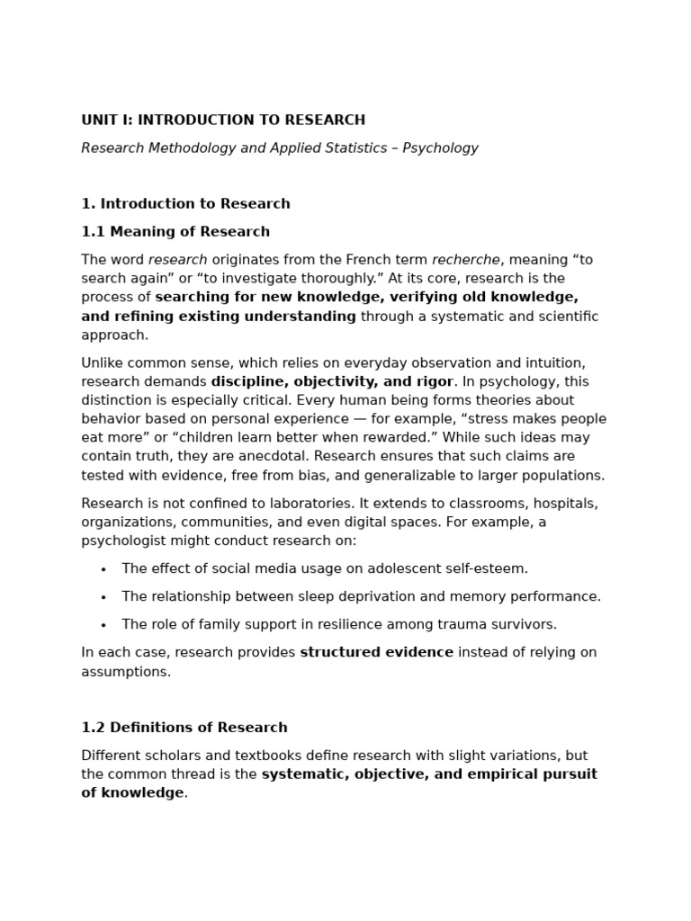 Research Methodology in Psychology | PDF | Psychology | Qualitative ...