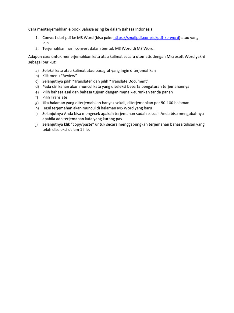 Cara Menterjemahkan e Book Bahasa Asing Ke Dalam Bahasa Indonesia | PDF