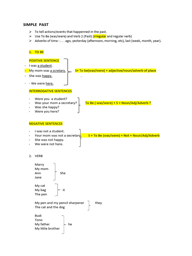 Simple Past Tense Guide | PDF