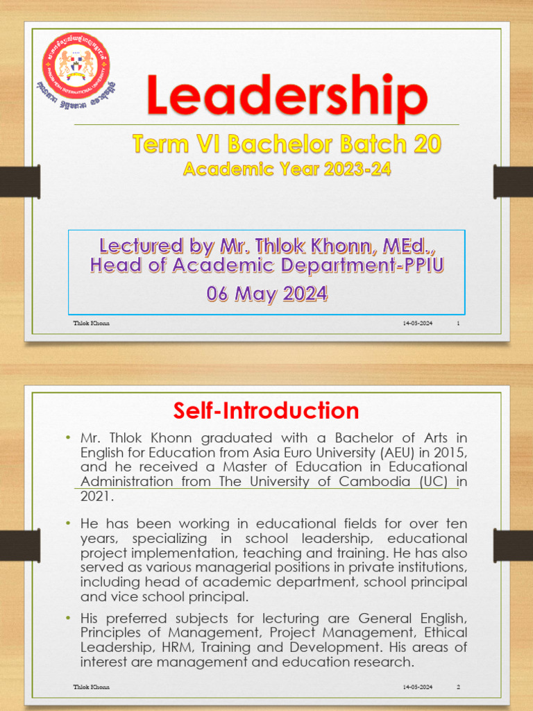 006 CHAPTER 1 Leadership Is Everyone's Business - Thlok - Khonn | PDF ...