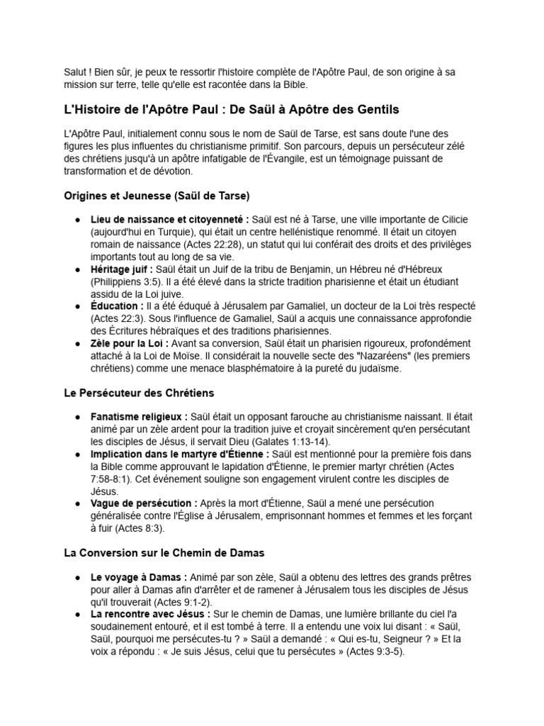 Biographie de l'Apôtre Paul | PDF | Paul l'apôtre | Actes des Apôtres