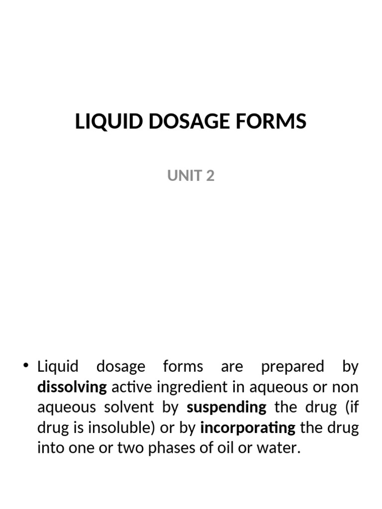 Excipients in Liquid Dosage Forms | PDF | Taste | Dose (Biochemistry)