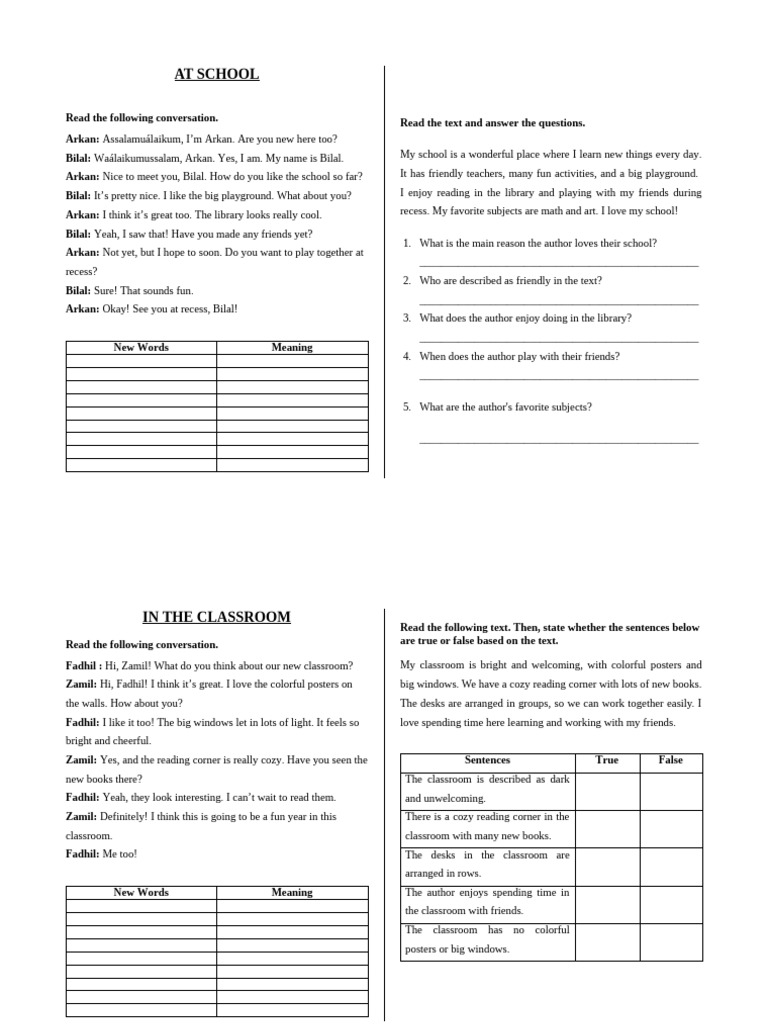 Conversations About School Life | PDF | Classroom