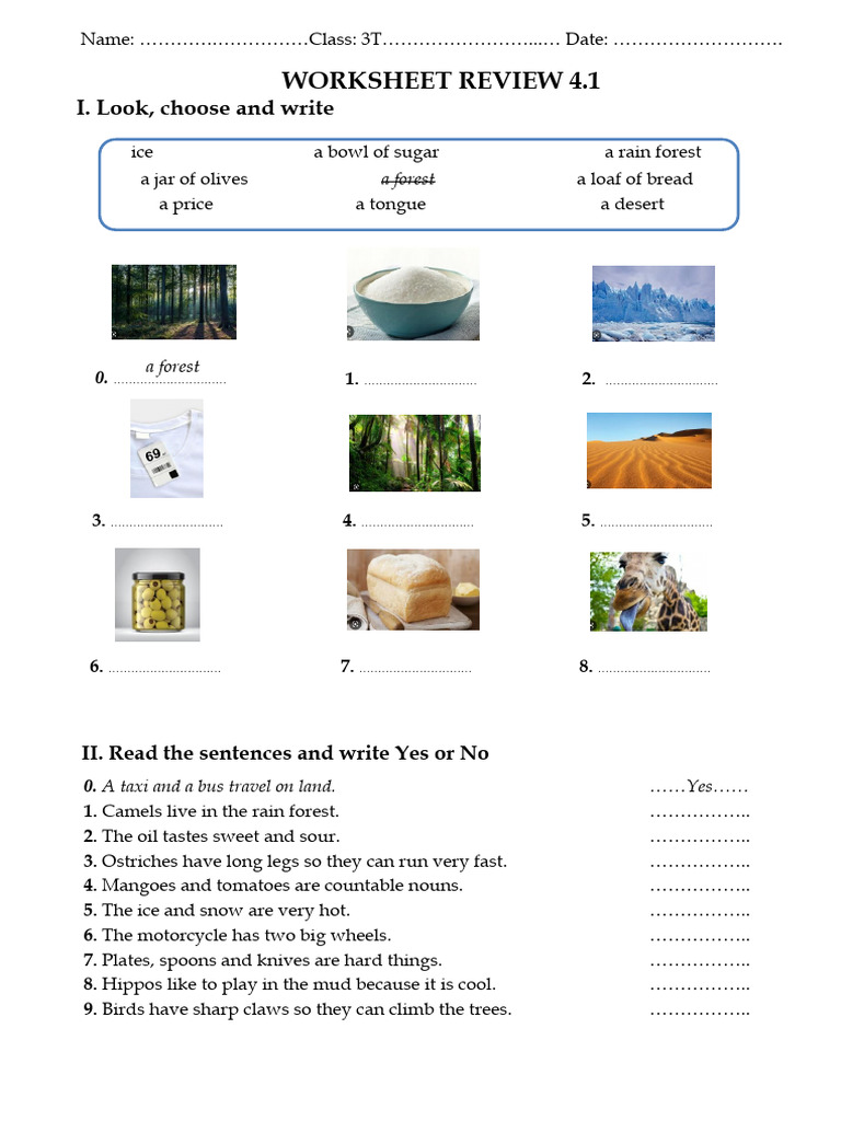 3rd Grade English Worksheet Review | PDF | Earth | Planets