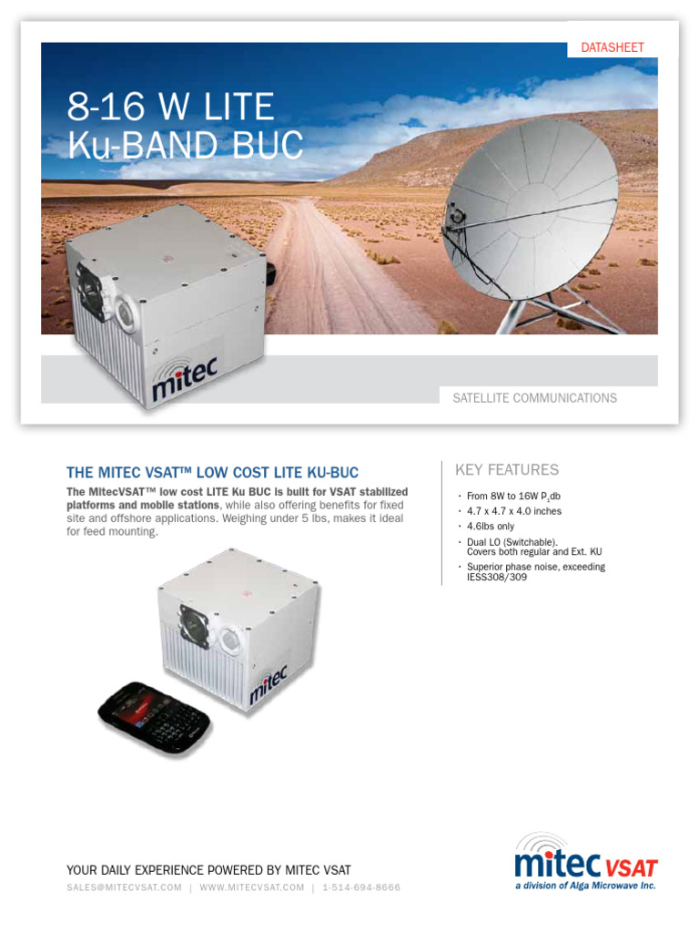 Mitec LITE Ku-BUC Specifications Guide | PDF | Hertz | Decibel