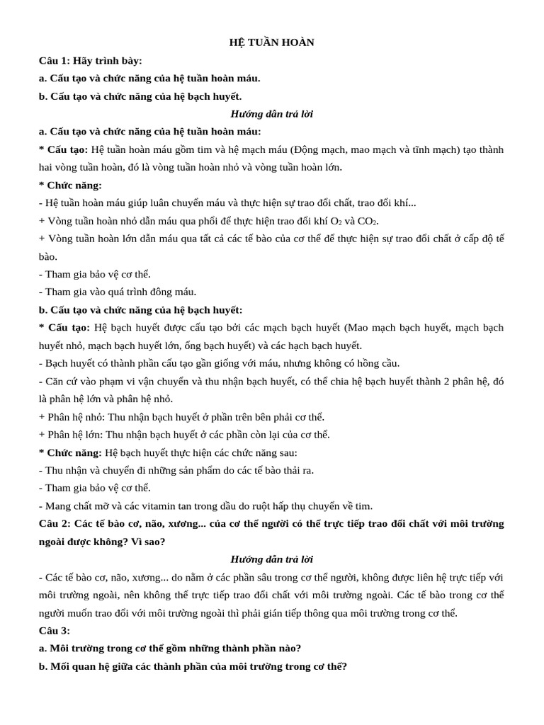 HỆ TUẦN HOÀN | PDF