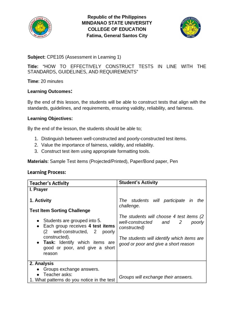 Constructing Effective Test Items | PDF | Learning | Cognition