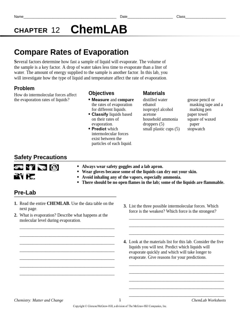 Evaporation Rates of Liquids Lab Experiment | PDF | Evaporation | Liquids