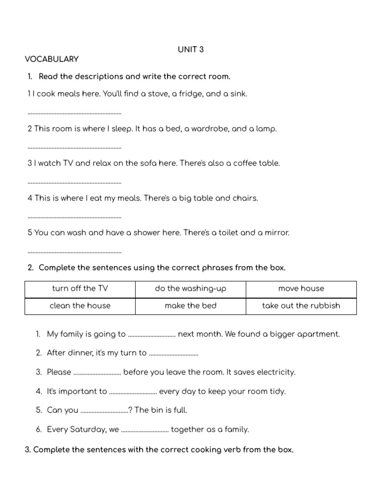 Vocabulary and Grammar for Home and Cooking | PDF | Food And Drink | Foods