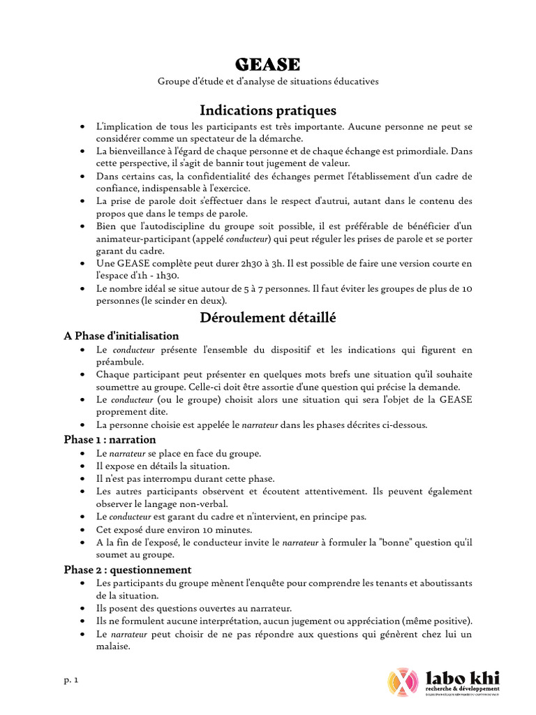 Méthodologie GEASE pour l'éducation | PDF
