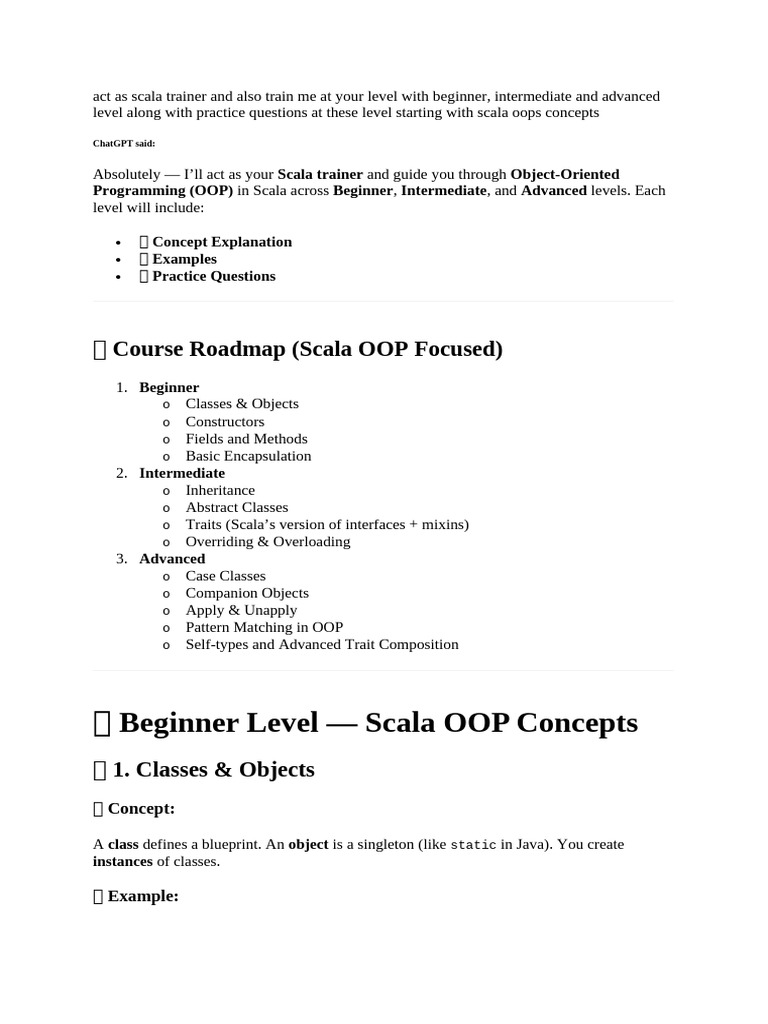 Scala OOP Training: Beginner to Advanced | PDF | Method (Computer ...