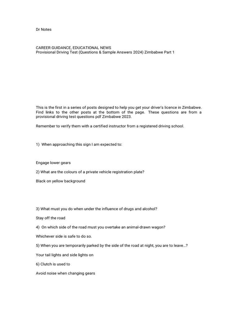 Provisional Driving Test Guide 2024 | PDF
