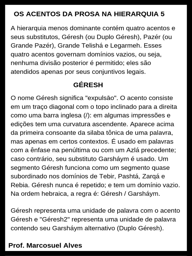 Acentos da Prosa: Géresh e Garsháym | PDF | Estresse (Linguística) | Sílaba