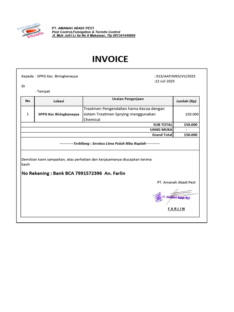 Invoice SPPG 1 | PDF