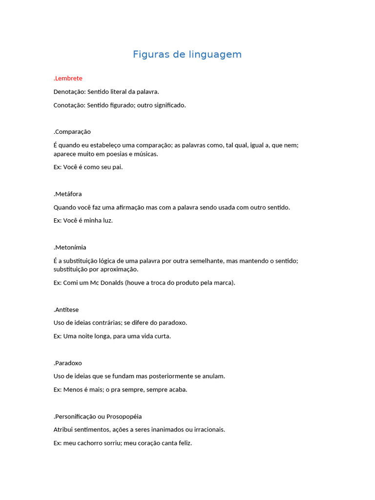 Tipos de Figuras de Linguagem Explicadas | PDF