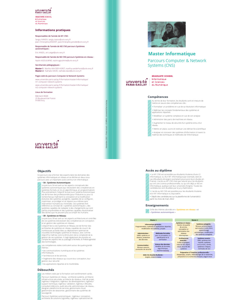 Master Informatique : Systèmes Réseaux & Autonomiques | PDF ...