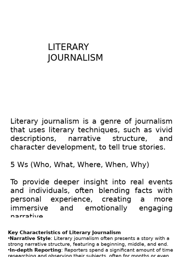 Characteristics of Literary Journalism | PDF
