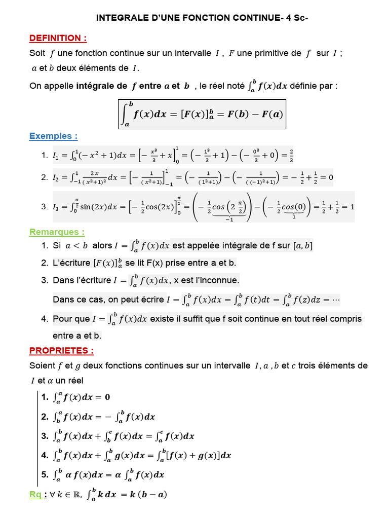 Intégrale d'une Fonction Continue | PDF | Intégral | Analyse fonctionnelle