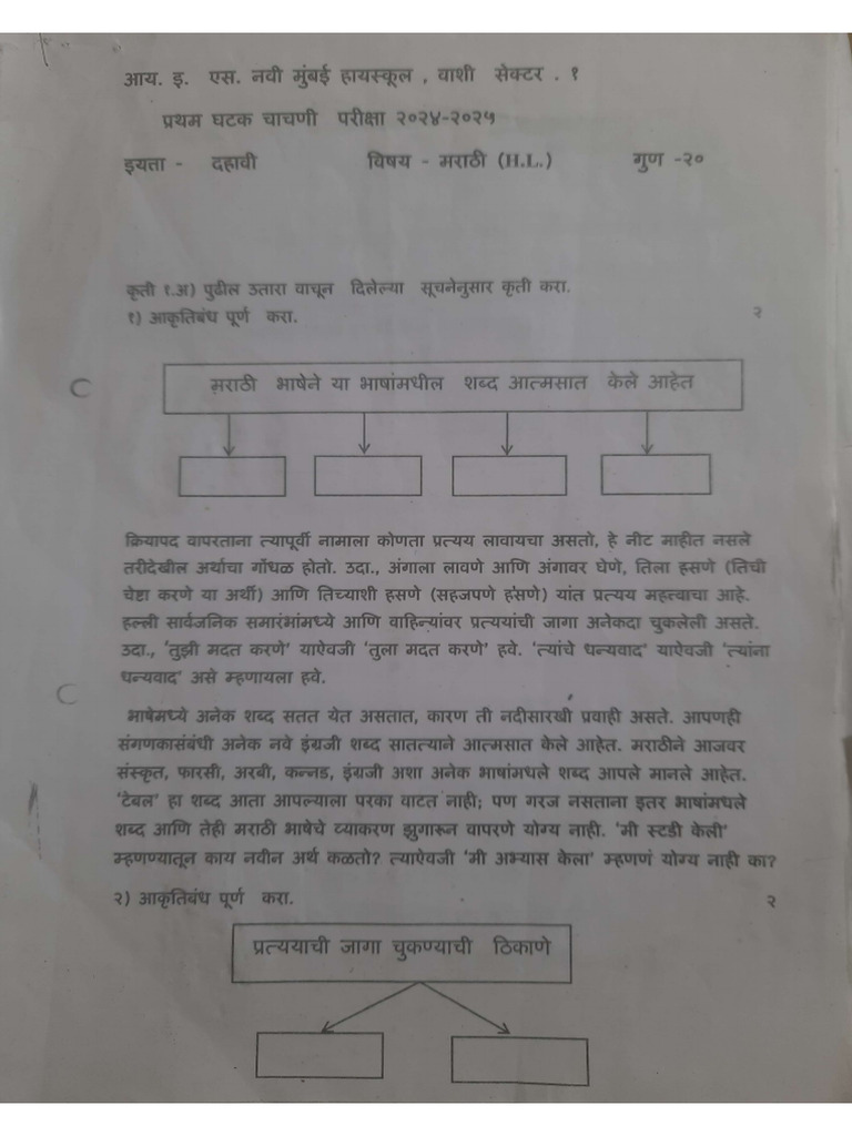 Last Year Unit Test Paper | PDF