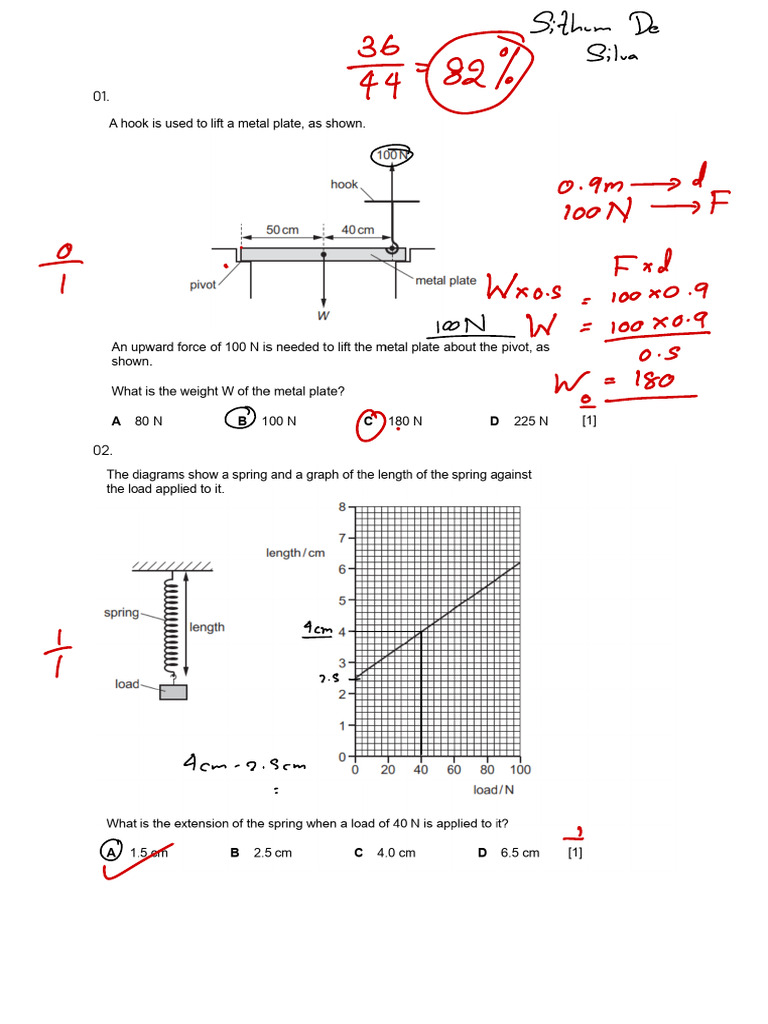 Physics Moments Hookes Law Paper-1 | PDF