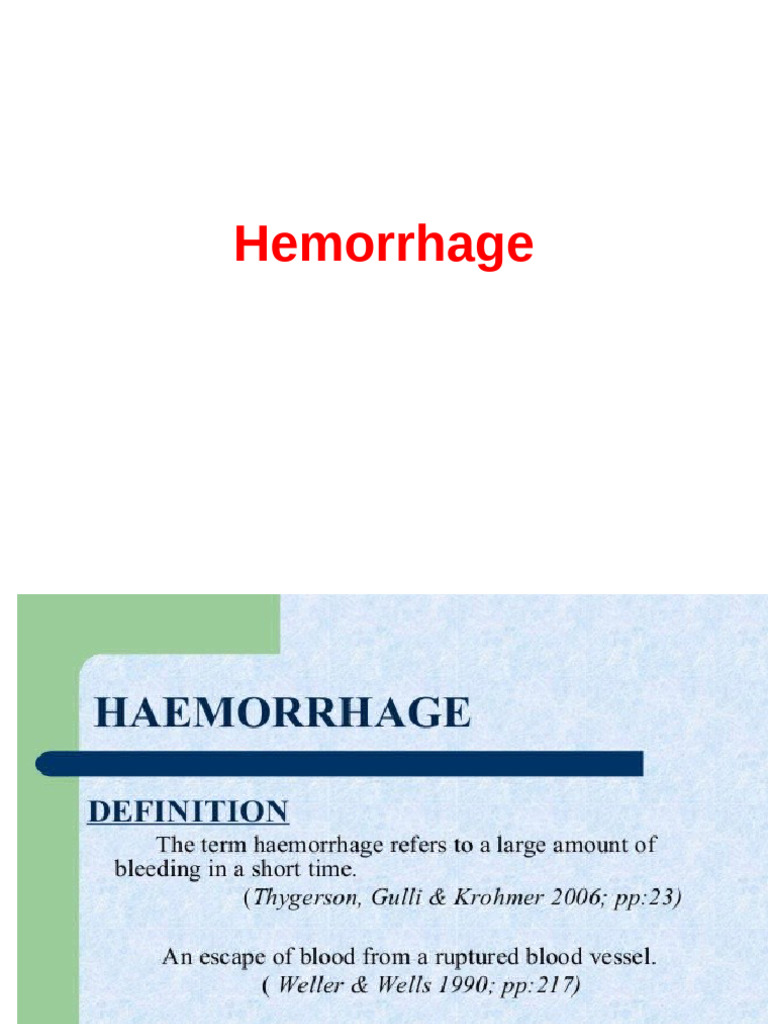 Types and Management of Hemorrhage | PDF | Bleeding | Coagulation