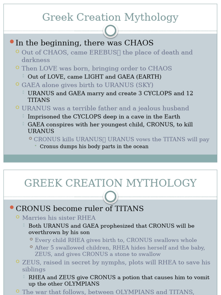 Greek Creation Myth Overview | PDF | Twelve Olympians | Zeus