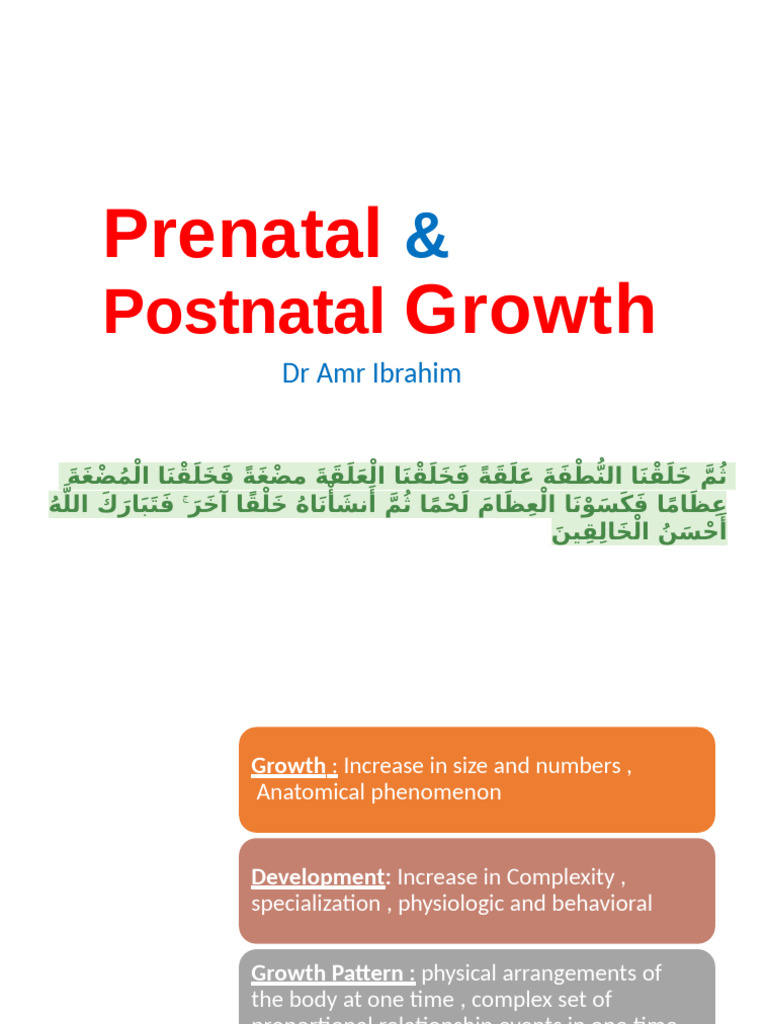 Prenatal and Postnatal Growth Overview | PDF | Primate Anatomy | Anatomy
