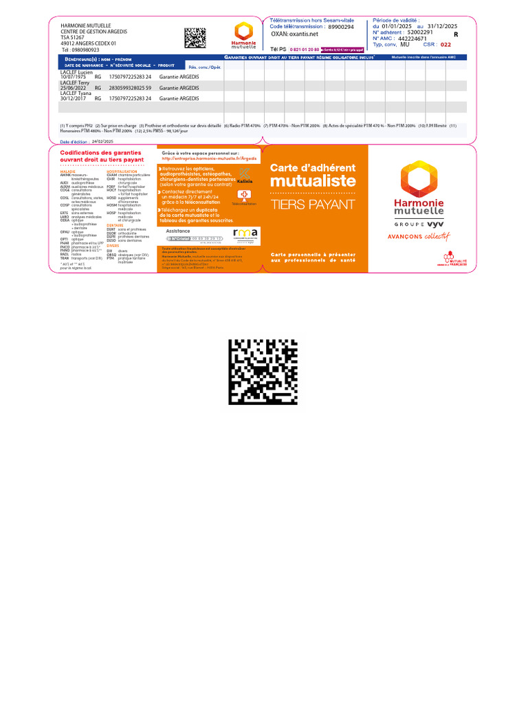 Carte Tiers Payant Harmonie Mutuelle | PDF | Dentiste | Médecine clinique