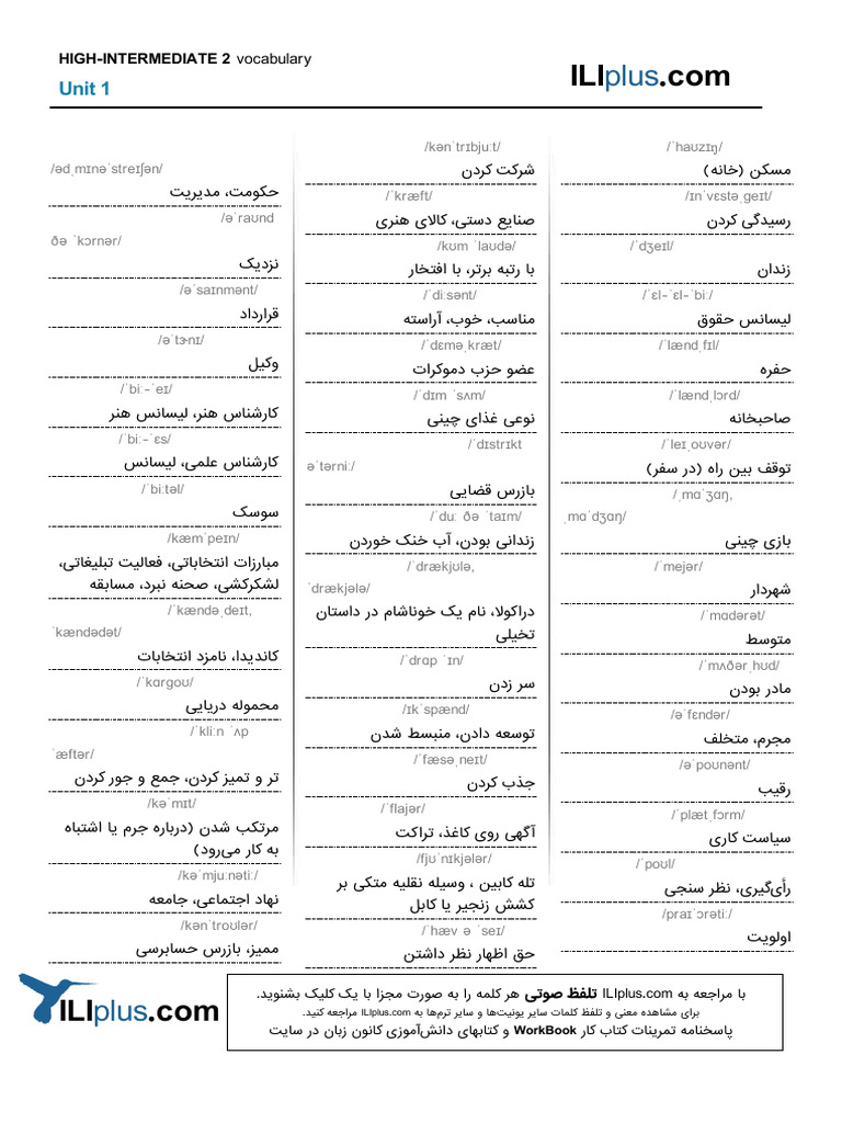High2 Vocab Unit | PDF