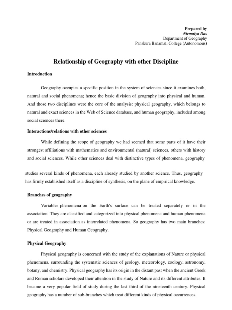 Geography's Interdisciplinary Connections | PDF | Geography | Earth ...