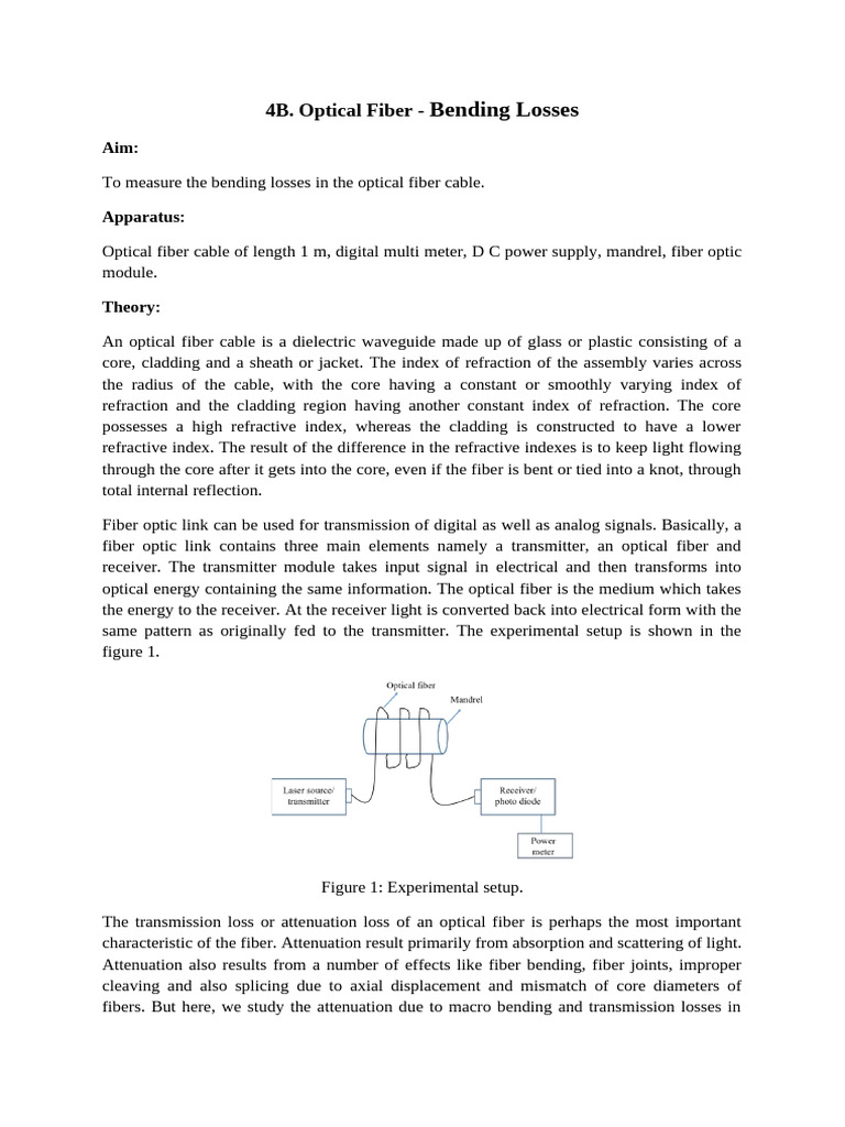 Measuring Bending Losses in Optical Fiber | PDF | Optical Fiber | Light