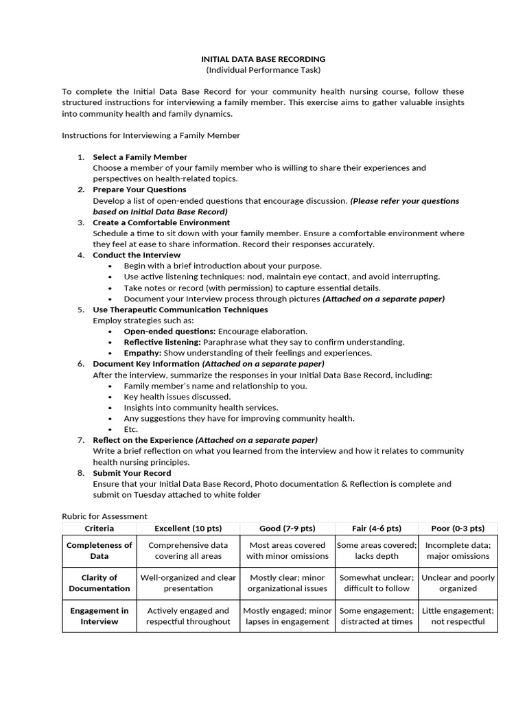 Initial Data Base Recording | PDF | Psychological Concepts | Human ...