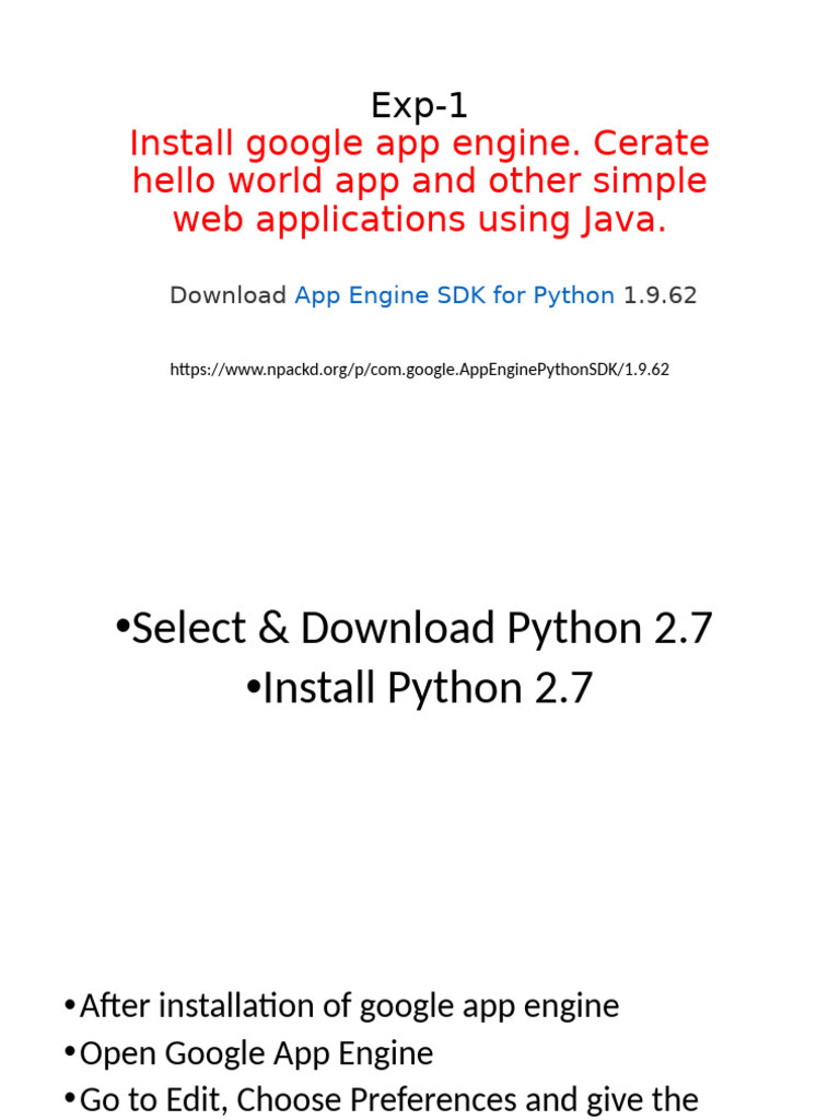 Create Hello World App on Google App Engine | PDF
